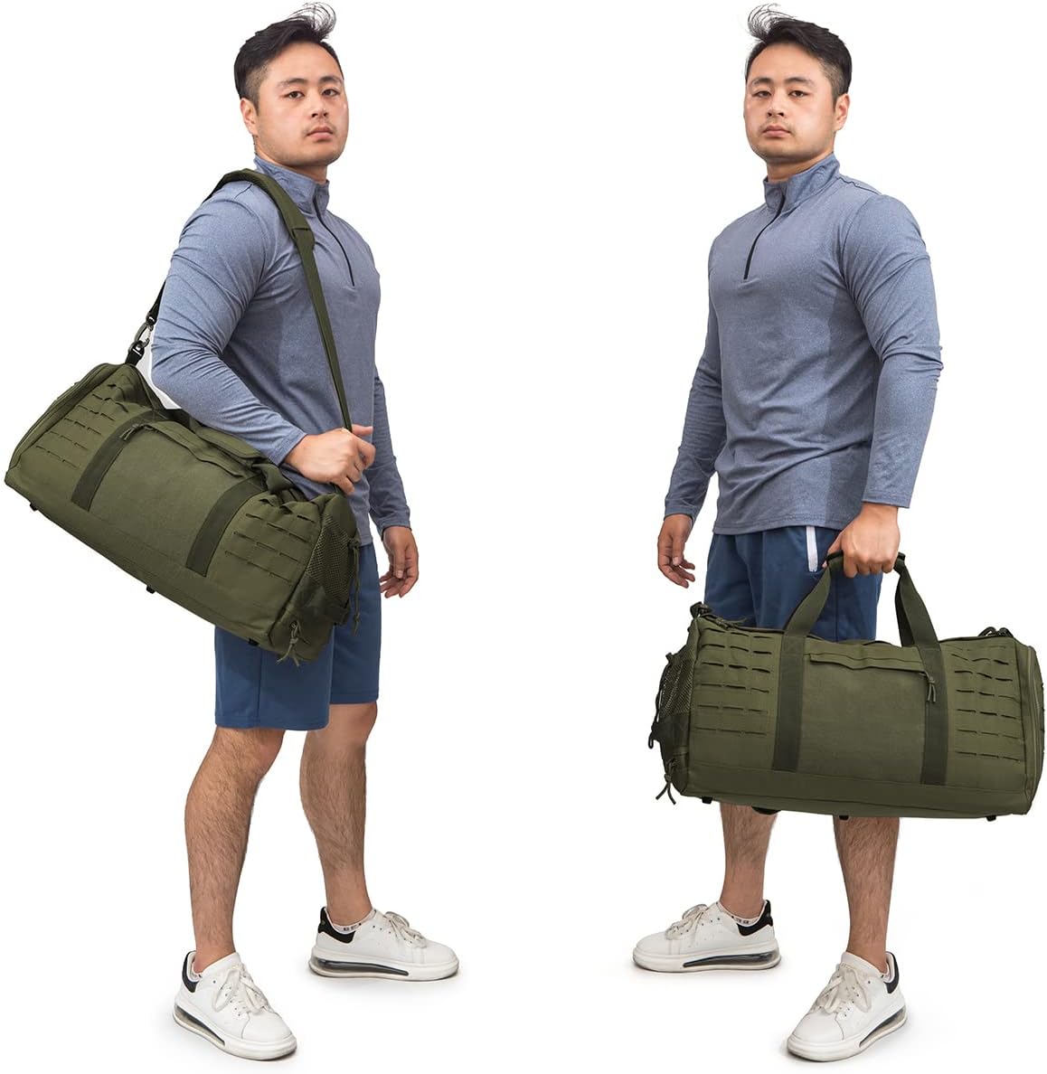 QT&QY 40L Military Tactical Duffle Bag For Men Sport Gym Bag Fitness Tote Travel Duffle Bag Training Workout Bag With Shoe Compartment Basketball Football Weekender Bag - Image 6